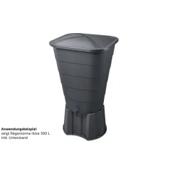 Regentonne 'Ibiza' graphite eckig 300 l inklusive Deckel und Hahn