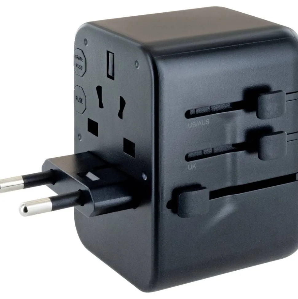 Reiseadapter universal USB-C/USB-A schwarz