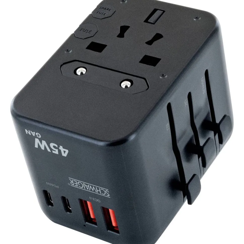 Reiseadapter universal USB-C/USB-A schwarz