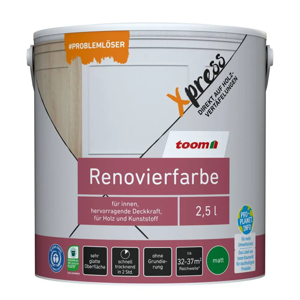 Renovierfarbe für Holzvertäfelungen weiß matt 2,5 l