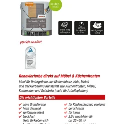 Renovierfarbe für Möbel- und Küchenfronten taupe seidenmatt 1 l