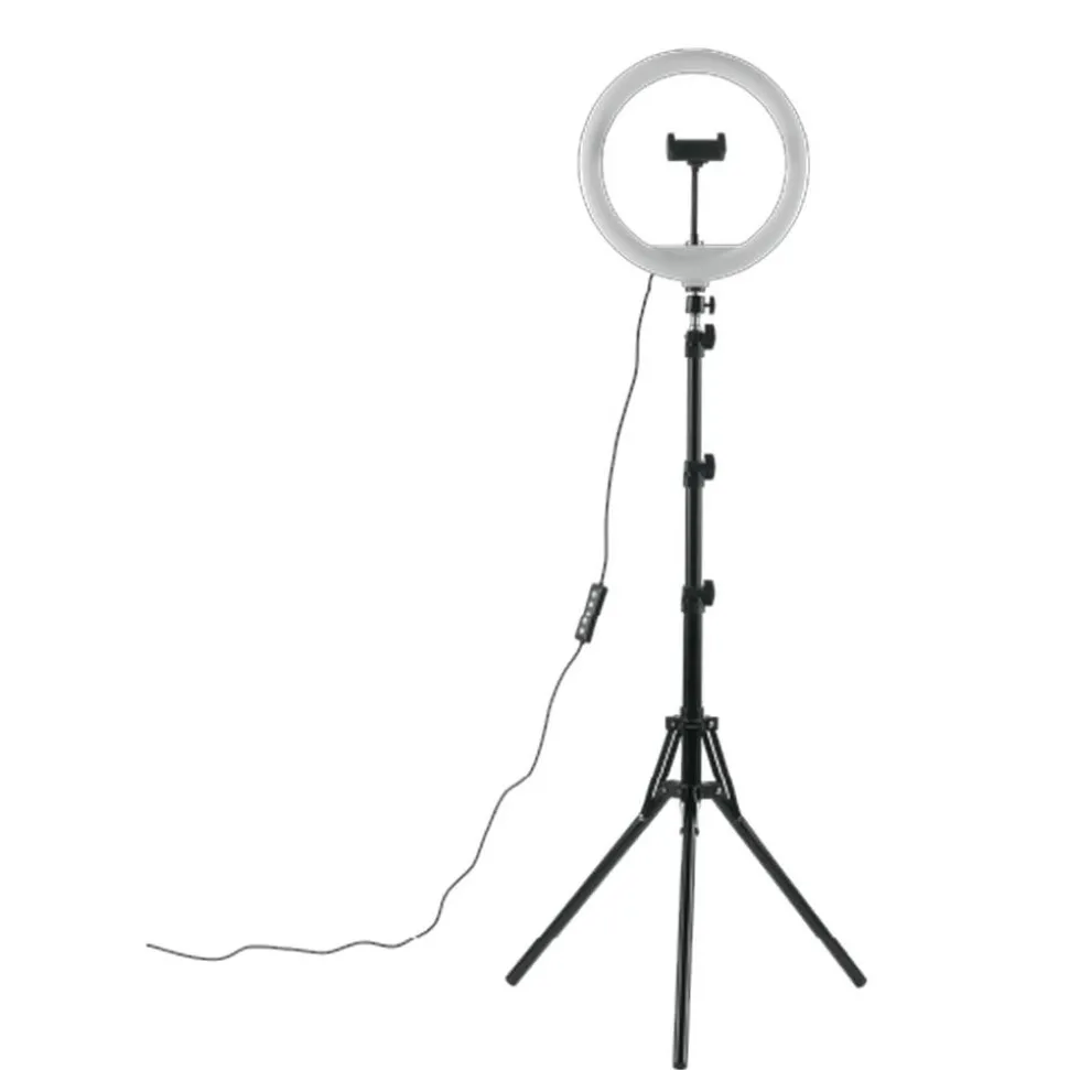 Ringlicht Ø 30 cm mit Stativen und Handyhalterung, USB-Anschluss