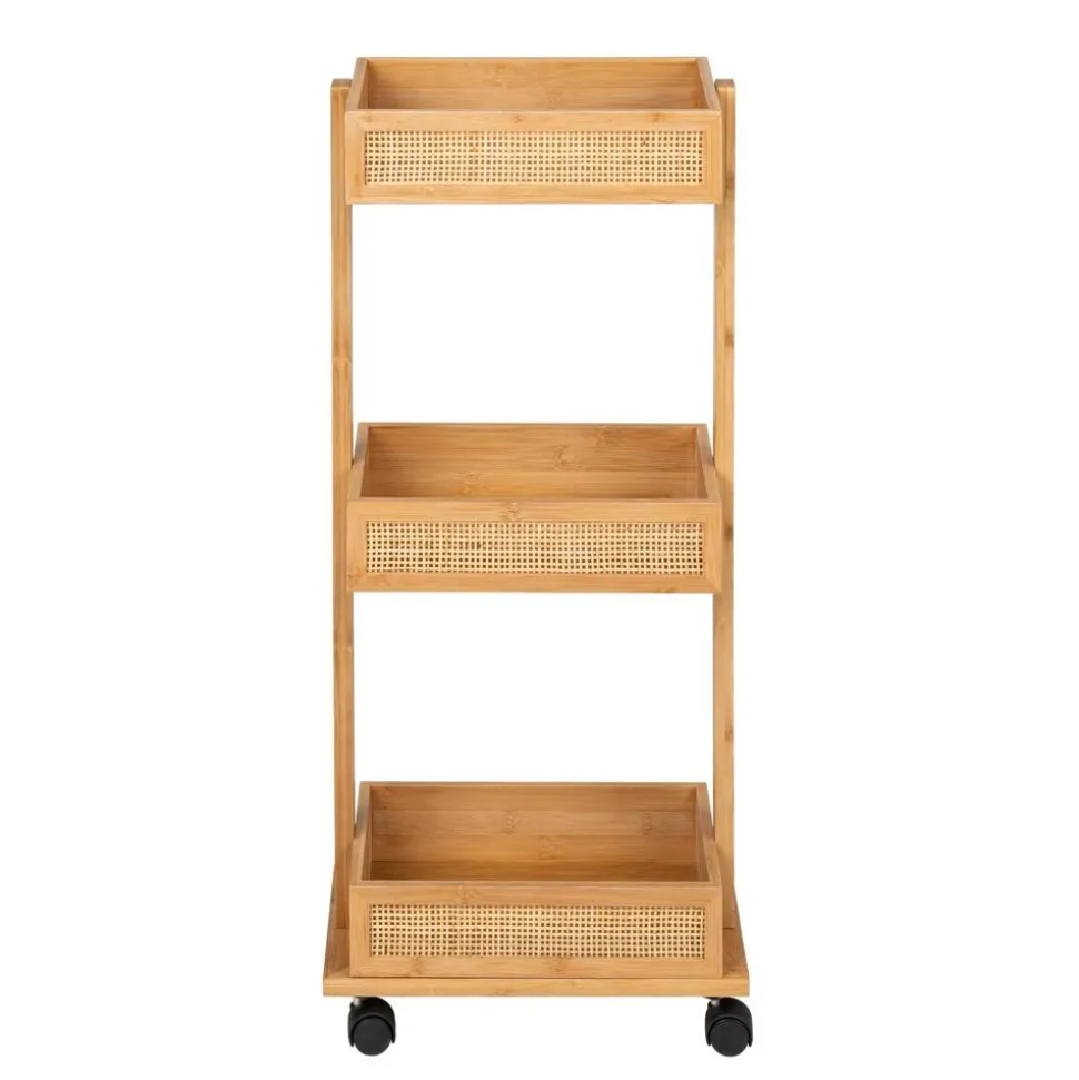 Rollwagen 'Allegre' Bambus/Rattan 3 Regalböden 18,5 x 32 x 71,5 cm