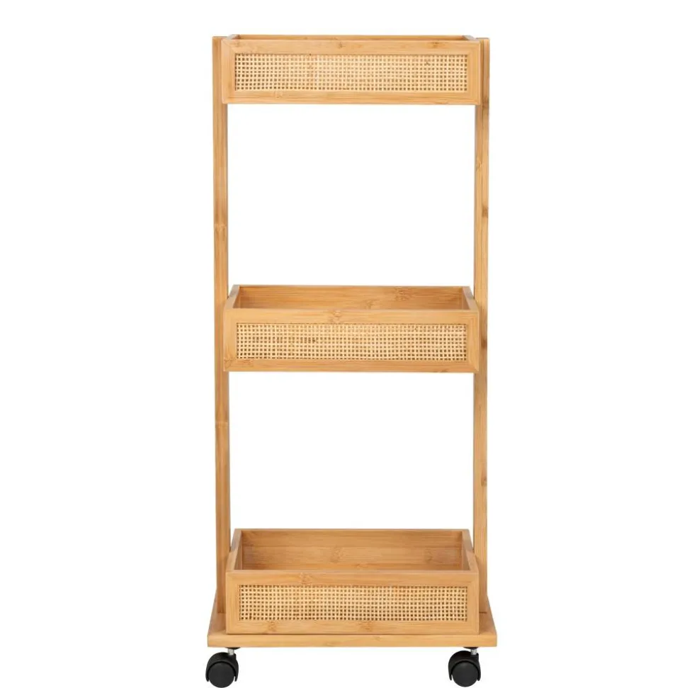 Rollwagen 'Allegre' Bambus/Rattan 3 Regalböden 18,5 x 32 x 71,5 cm