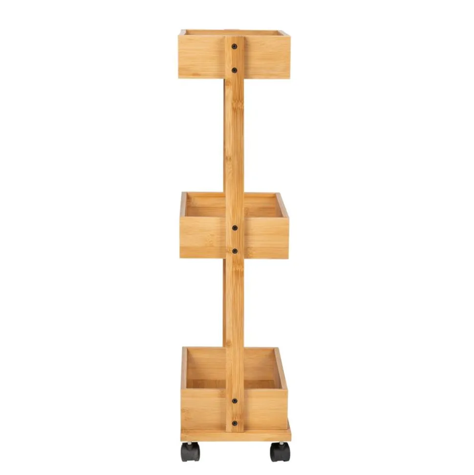 Rollwagen 'Allegre' Bambus/Rattan 3 Regalböden 18,5 x 32 x 71,5 cm