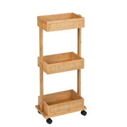 Rollwagen 'Allegre' Bambus/Rattan 3 Regalböden 18,5 x 32 x 71,5 cm