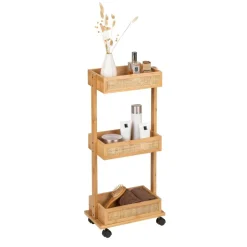 Rollwagen 'Allegre' Bambus/Rattan 3 Regalböden 18,5 x 32 x 71,5 cm