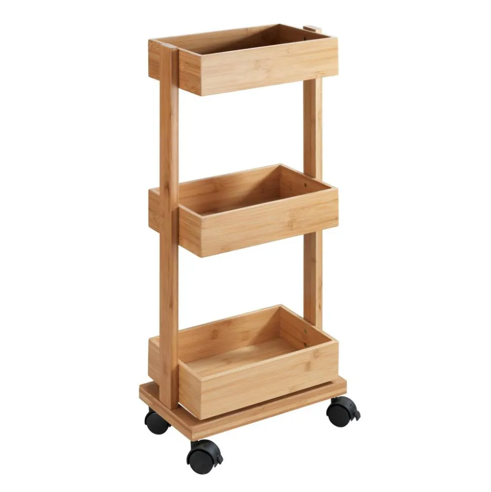 Rollwagen 'Tortona' Bambus 3 Regalböden 31 x 18 x 71,5 cm