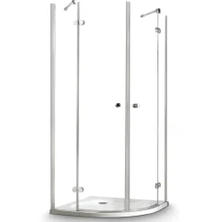 Runddusche 'Winga' mit Drehtür, Antikalkbeschichtung 100 x 100 cm, r 55 cm grau