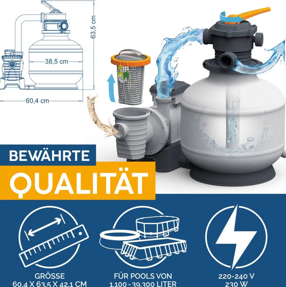 Sandfilteranlage 5.678 l/h 230 W mit Zeitschaltuhr