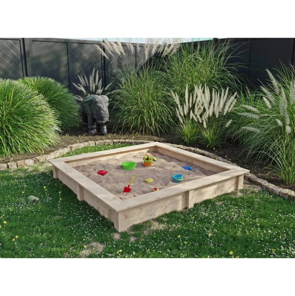 Sandkasten Fichtenholz naturfarben 150 x 24 x 150 cm