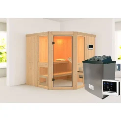 Sauna 'Ana 2' naturbelassen Ofen 9 kW externe Steuerung 196 x 198 x 196 cm