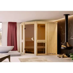 Sauna 'Ana 2' naturbelassen Ofen 9 kW externe Steuerung 196 x 198 x 196 cm