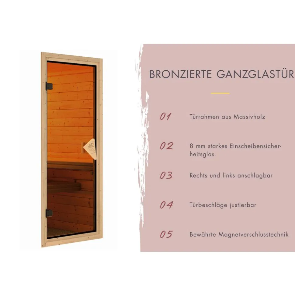 Sauna 'Ana 2' naturbelassen Ofen 9 kW integrierte Steuerung 196 x 198 x 196 cm