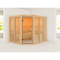 Sauna 'Ariadna 3' naturbelassen mit bronzierter Tür 231 x 196 x 198 cm