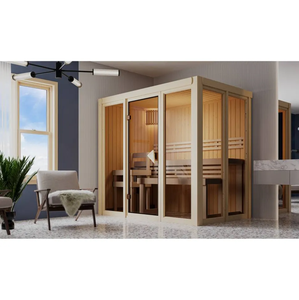 Sauna 'Paco 3' naturbelassen 216 x 138 x 198 cm