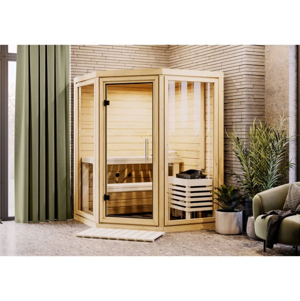 Sauna 'Yumalie' naturbelassen 158 x 207 x 158 cm