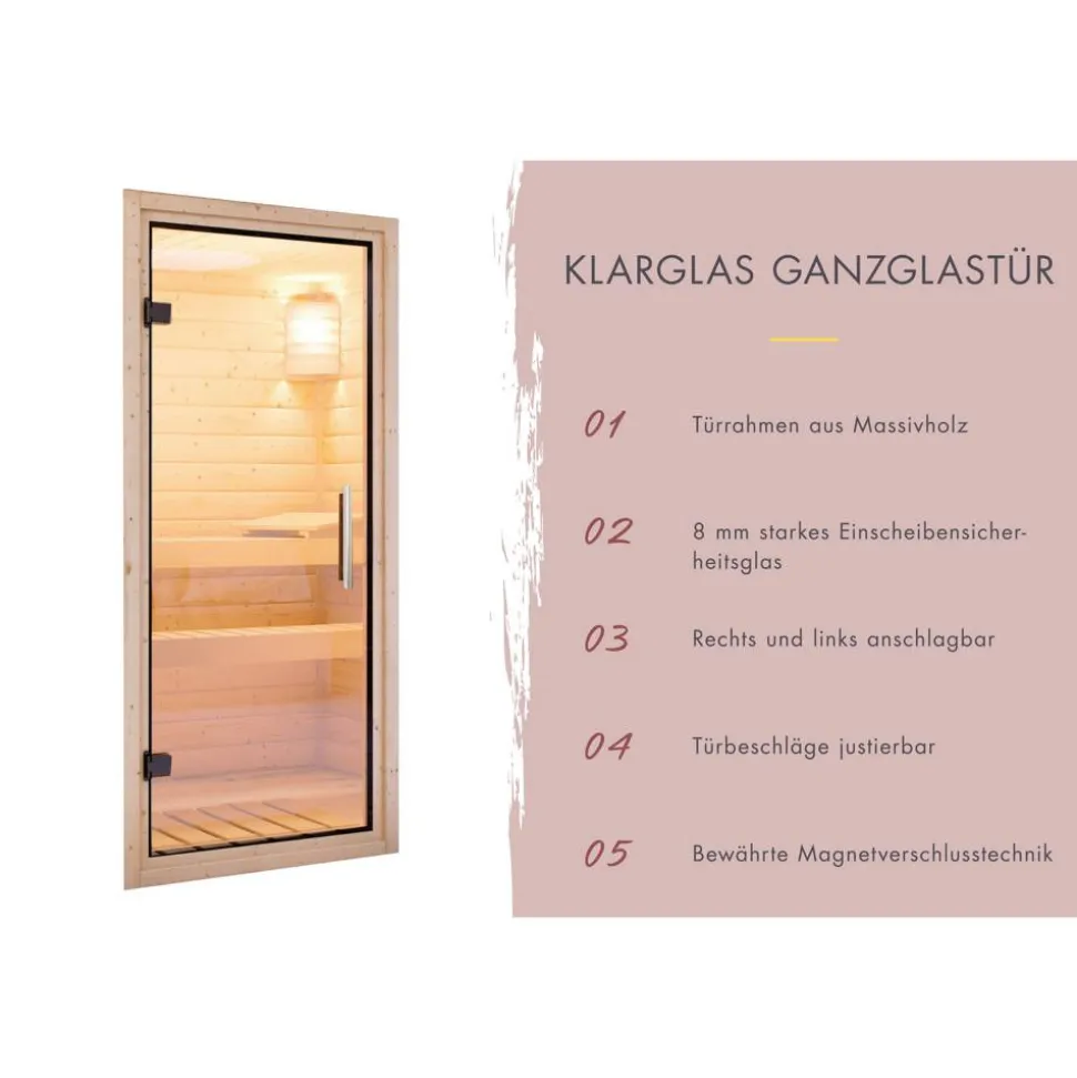 Sauna 'Yumalie' naturbelassen 158 x 207 x 158 cm