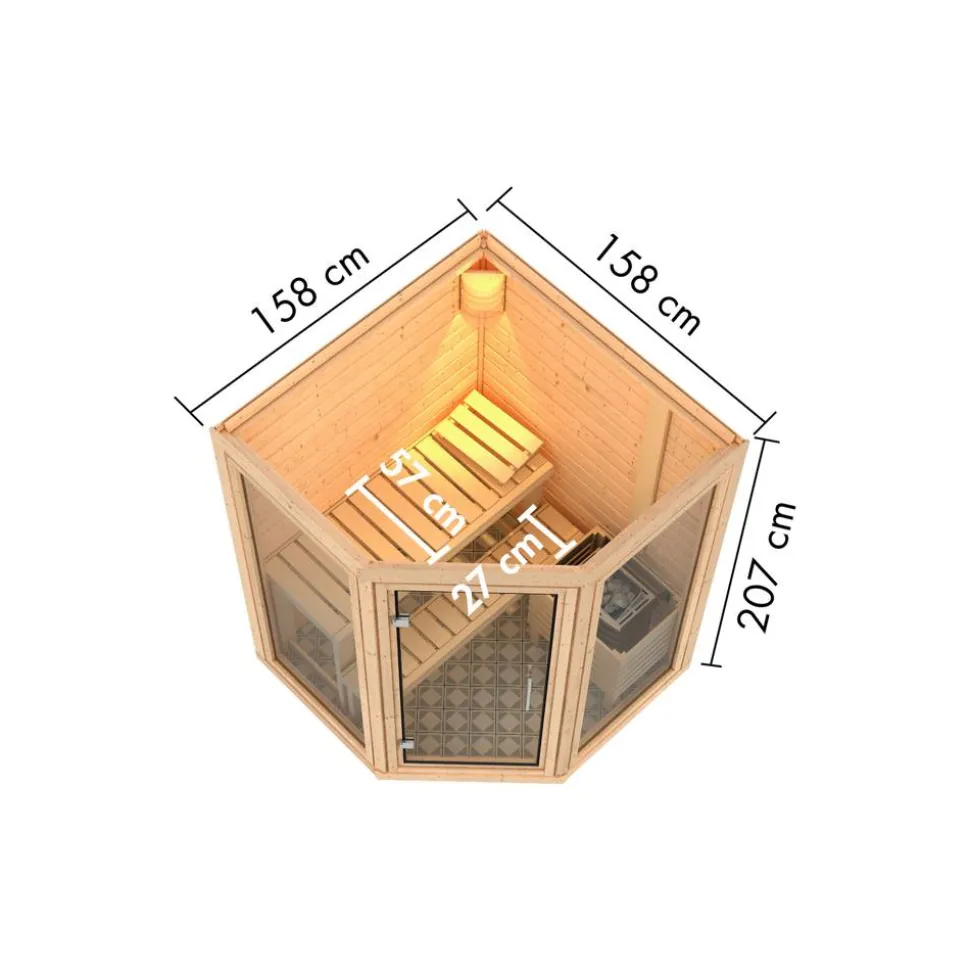 Sauna 'Yumalie' naturbelassen 158 x 207 x 158 cm