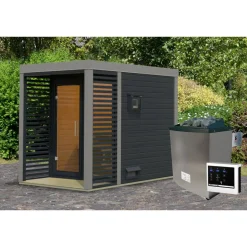 Saunahaus 'Aressa 1' anthrazit / graualuminium Ofen 9 kW externe Steuerung 191 x 231,5 x 276 cm