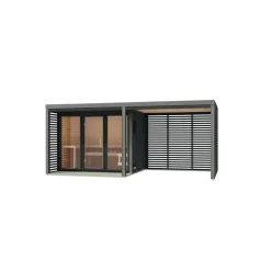 Saunahaus 'Aressa 3' anthrazit / graualuminium mit Anbaudach 537,5 x 231,5 x 276 cm