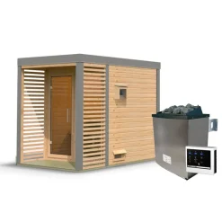 Saunahaus 'Aressa 1' naturbelassen / graualuminium Ofen 9 kW externe Steuerung 191 x 231,5 x 276 cm