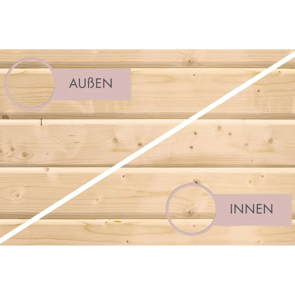 Saunahaus 'Aressa 3' naturbelassen / graualuminium mit Anbaudach, Ofen 9 kW Bio externe Steuerung 537,5 x 231,5 x 276 cm