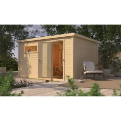 Saunahaus 'Bosco 6' naturbelassen 9 kW Ofen externe Steuerung 396 x 231 x 217 cm