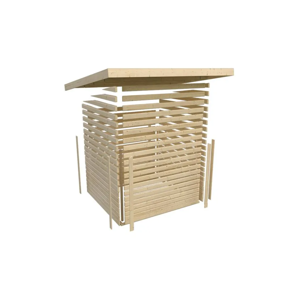 Saunahaus 'Bosco 3' terragrau 9 kW Ofen externe Steuerung 231 x 196 x 228 cm