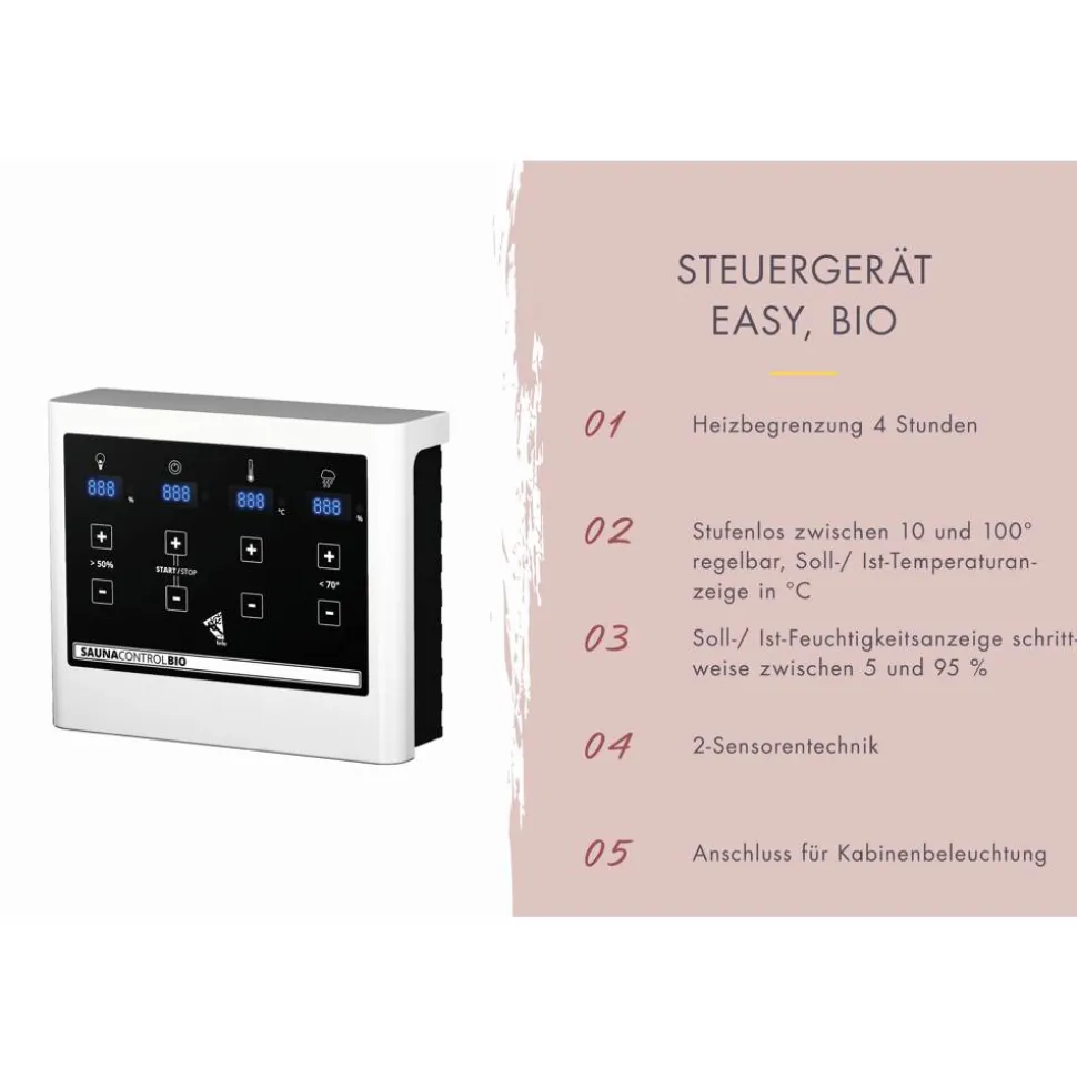 Saunahaus 'Bosco 3' terragrau Ofen 9 kW Bio-Ofen externe Steuerung 231 x 196 x 228 cm