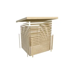 Saunahaus 'Bosco 3' terragrau Ofen 9 kW Bio-Ofen externe Steuerung 231 x 196 x 228 cm