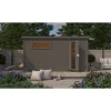 Saunahaus 'Bosco 6' terragrau 9 kW Ofen externe Steuerung 396 x 231 x 217 cm