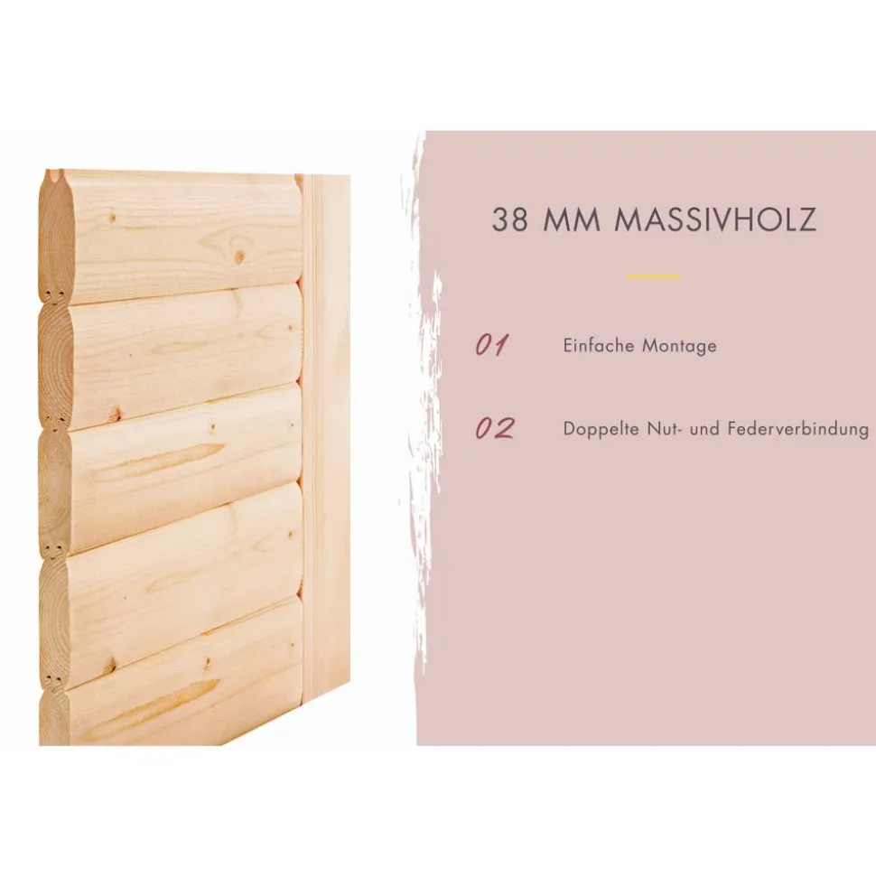 Saunahaus 'Bosco 2' terragrau 9 kW Bio-Ofen externe Steuerung 196 x 196 x 228 cm