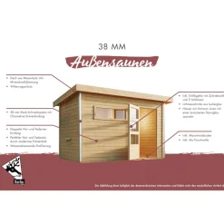 Saunahaus 'Francisco 1' A naturbelassen 9 kW Bio-Ofen externe Steuerung 309 x 309 x 229 cm