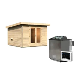 Saunahaus 'Francisco 1' B naturbelassen 9 kW Bio-Ofen externe Steuerung 309 x 309 x 229 cm