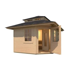 Saunahaus 'Kurikka' mit Sauna Varberg 3 und 7,5 kW OS-Ofenset, Steuerung 298 x 298 x 315 cm