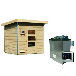 Saunahaus 'Norge' natur 9 kW Ofen, Steuerung Easy 231 x 196 x 238 cm