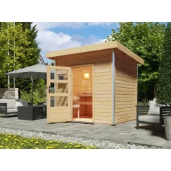 Saunahaus 'Norge' natur 9 kW Bio-Ofen, Steuerung Easy 231 x 196 x 238 cm