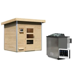Saunahaus 'Norge' natur 9 kW Bio-Ofen, Steuerung Easy 231 x 196 x 238 cm