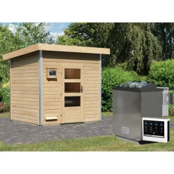 Saunahaus 'Norge' natur 9 kW Bio-Ofen, Steuerung Easy 231 x 196 x 238 cm