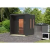 Saunahaus 'Orcadia' schwarz Ofen 9 kW Bio externe Steuerung 219,5 x 244 x 216,5 cm