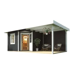 Saunahaus 'Salo 2' anthrazit mit Sauna Varberg 3 und 7,5 kW OS-Ofenset, Steuerung 601 x 298 x 237 cm