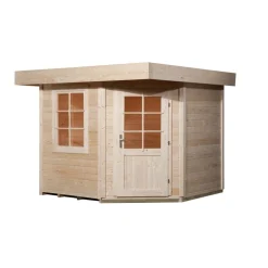Saunahaus 'Salo 1' natur mit Sauna Varberg 3 und 7,5 kW BioS-Ofenset, Steuerung 298 x 298 x 237 cm