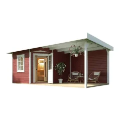 Saunahaus 'Salo 2' rot mit Sauna Varberg 3 und 7,5 kW BioS-Ofenset, Steuerung 601 x 298 x 237 cm