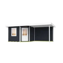Saunahaus 'Salo' anthrazit mit Sauna Varberg 3 ohne Ofen 593 x 298 x 237 cm