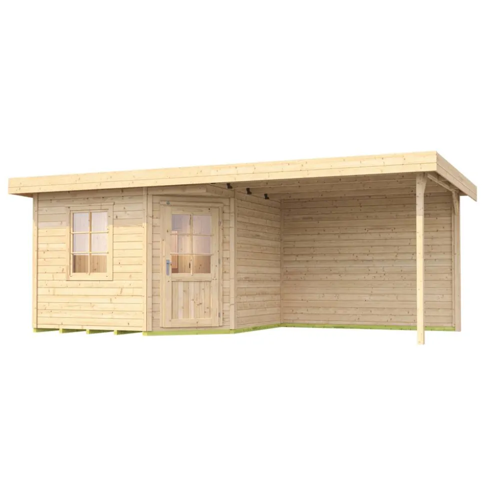 Saunahaus 'Salo' natur mit Sauna Varberg 3 ohne Ofen 593 x 298 x 237 cm