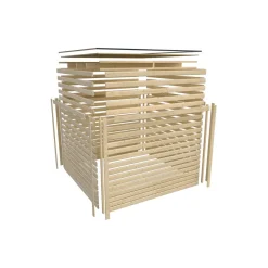 Saunahaus 'Aressa 1' naturbelassen / graualuminium mit Anbaudach 452 x 231,5 x 276 cm