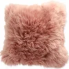 Schaffell-Kissen rosa 35 x 35 cm
