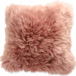 Schaffell-Kissen rosa 35 x 35 cm