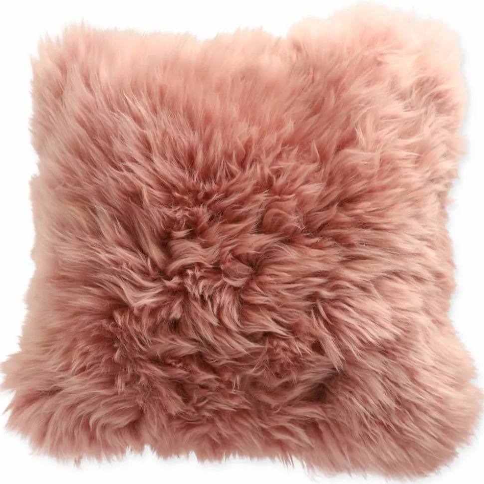 Schaffell-Kissen rosa 35 x 35 cm